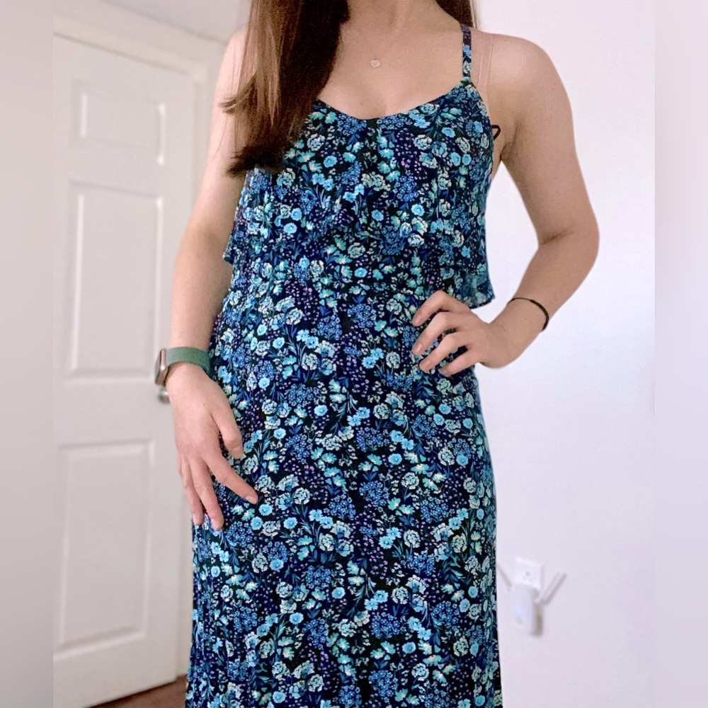 LC Lauren Conrad Venice Blues Floral Maxi Dress XS